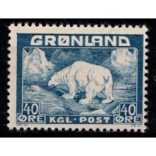 Grønland - Isbjørn - 40 øre blå - AFA 27 - Postfrisk